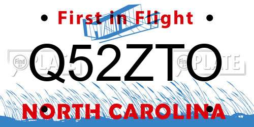 Q52ZTO North Carolina License Plate