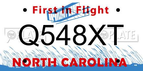 Q548XT North Carolina License Plate