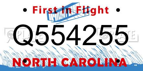 Q554255 North Carolina License Plate