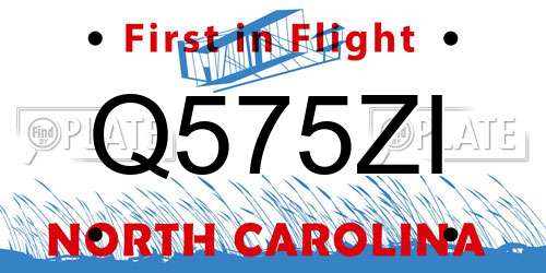Q575ZI North Carolina License Plate