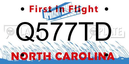 Q577TD North Carolina License Plate