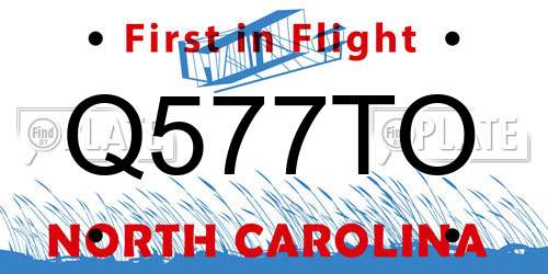 Q577TO North Carolina License Plate