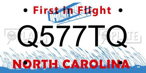 Q577TQ North Carolina License Plate