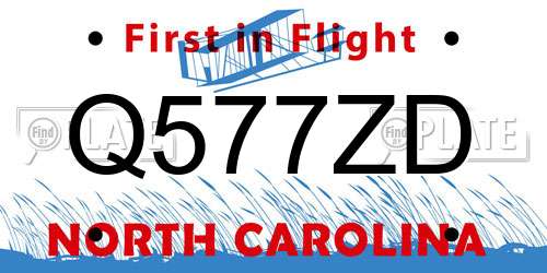 Q577ZD North Carolina License Plate