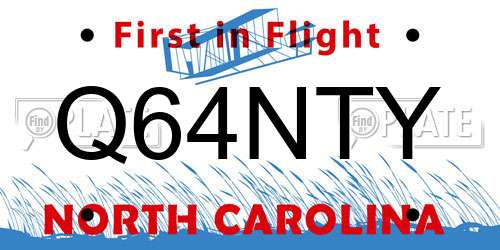 Q64NTY North Carolina License Plate