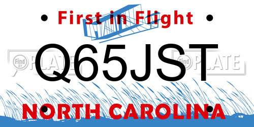 Q65JST North Carolina License Plate