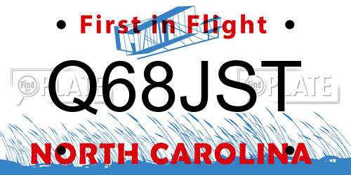 Q68JST North Carolina License Plate