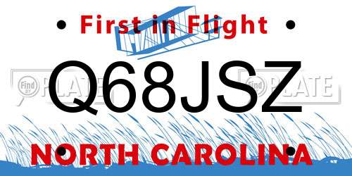 Q68JSZ North Carolina License Plate