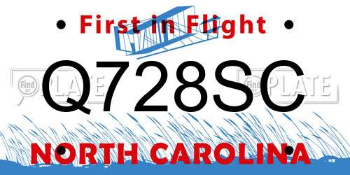 Q728SC North Carolina License Plate