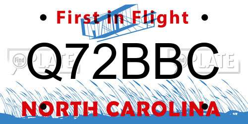 Q72BBC North Carolina License Plate