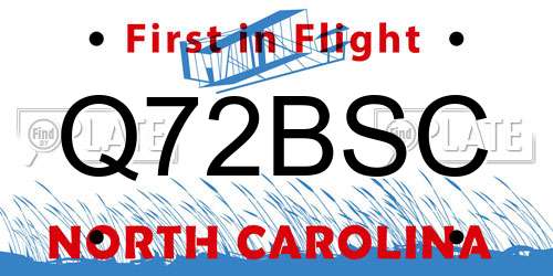 Q72BSC North Carolina License Plate