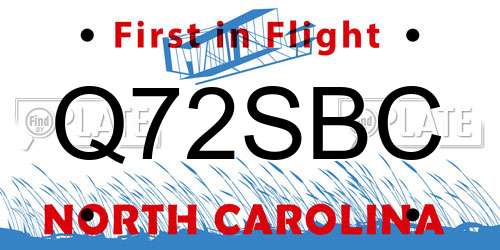 Q72SBC North Carolina License Plate