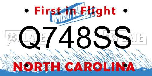 Q748SS North Carolina License Plate