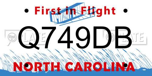 Q749DB North Carolina License Plate