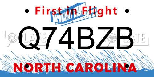 Q74BZB North Carolina License Plate
