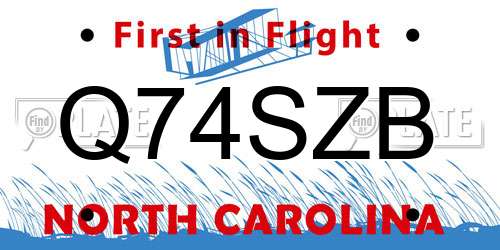 Q74SZB North Carolina License Plate