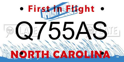 Q755AS North Carolina License Plate