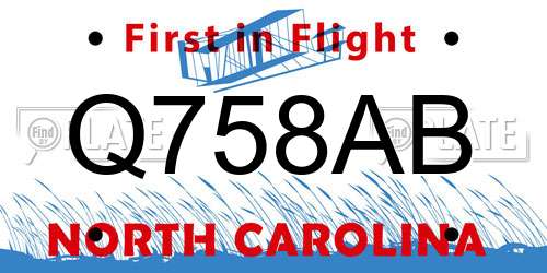 Q758AB North Carolina License Plate