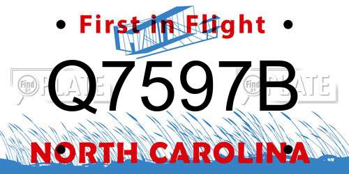Q7597B North Carolina License Plate