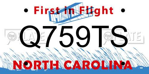 Q759TS North Carolina License Plate