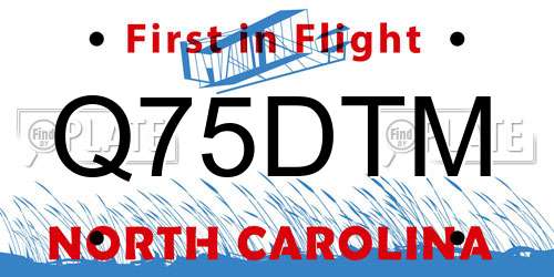 Q75DTM North Carolina License Plate