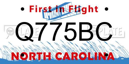 Q775BC North Carolina License Plate
