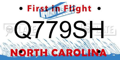 Q779SH North Carolina License Plate