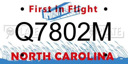 Q7802M North Carolina License Plate