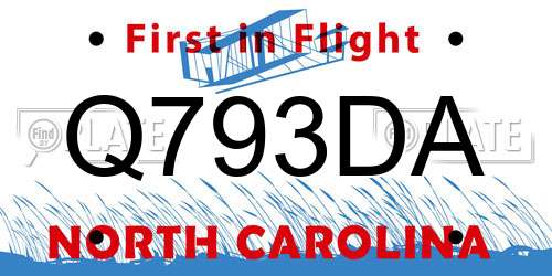 Q793DA North Carolina License Plate