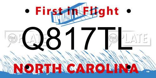 Q817TL North Carolina License Plate