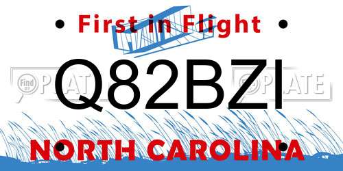 Q82BZI North Carolina License Plate