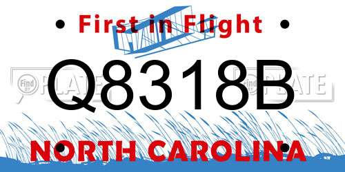 Q8318B North Carolina License Plate