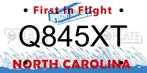 Q845XT North Carolina License Plate