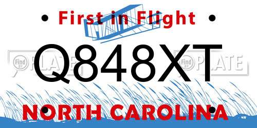 Q848XT North Carolina License Plate