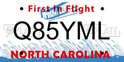 Q85YML North Carolina License Plate