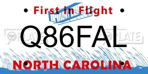Q86FAL North Carolina License Plate