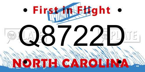 Q8722D North Carolina License Plate
