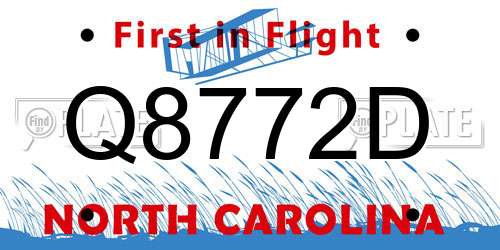 Q8772D North Carolina License Plate