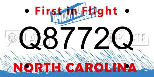 Q8772Q North Carolina License Plate