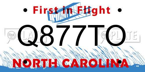 Q877TO North Carolina License Plate