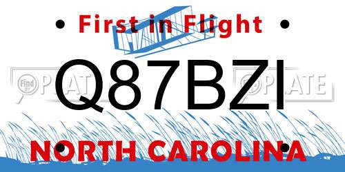 Q87BZI North Carolina License Plate