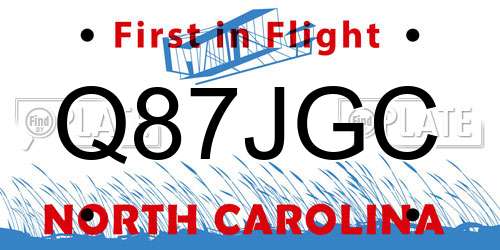 Q87JGC North Carolina License Plate