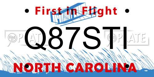 Q87STI North Carolina License Plate