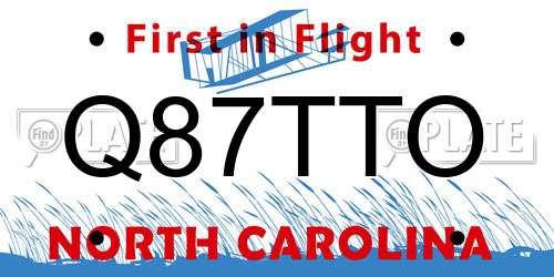 Q87TTO North Carolina License Plate