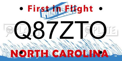 Q87ZTO North Carolina License Plate