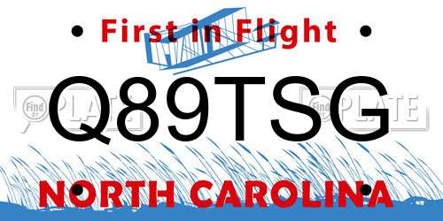 Q89TSG North Carolina License Plate