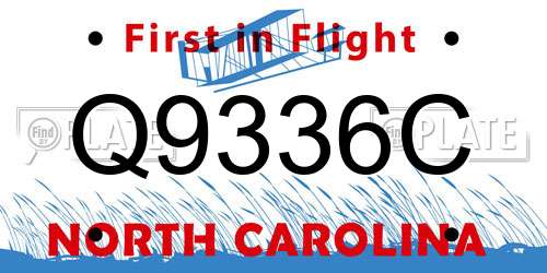 Q9336C North Carolina License Plate