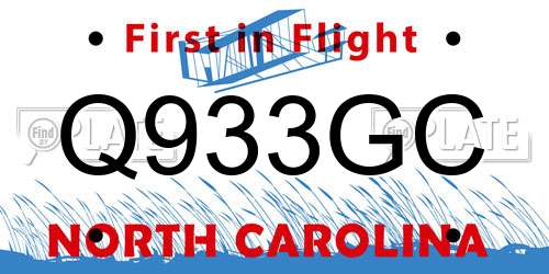Q933GC North Carolina License Plate