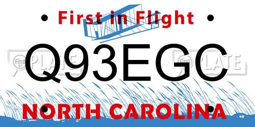 Q93EGC North Carolina License Plate
