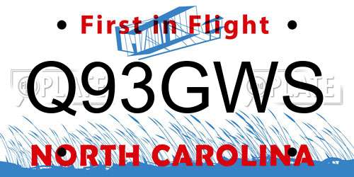Q93GWS North Carolina License Plate
